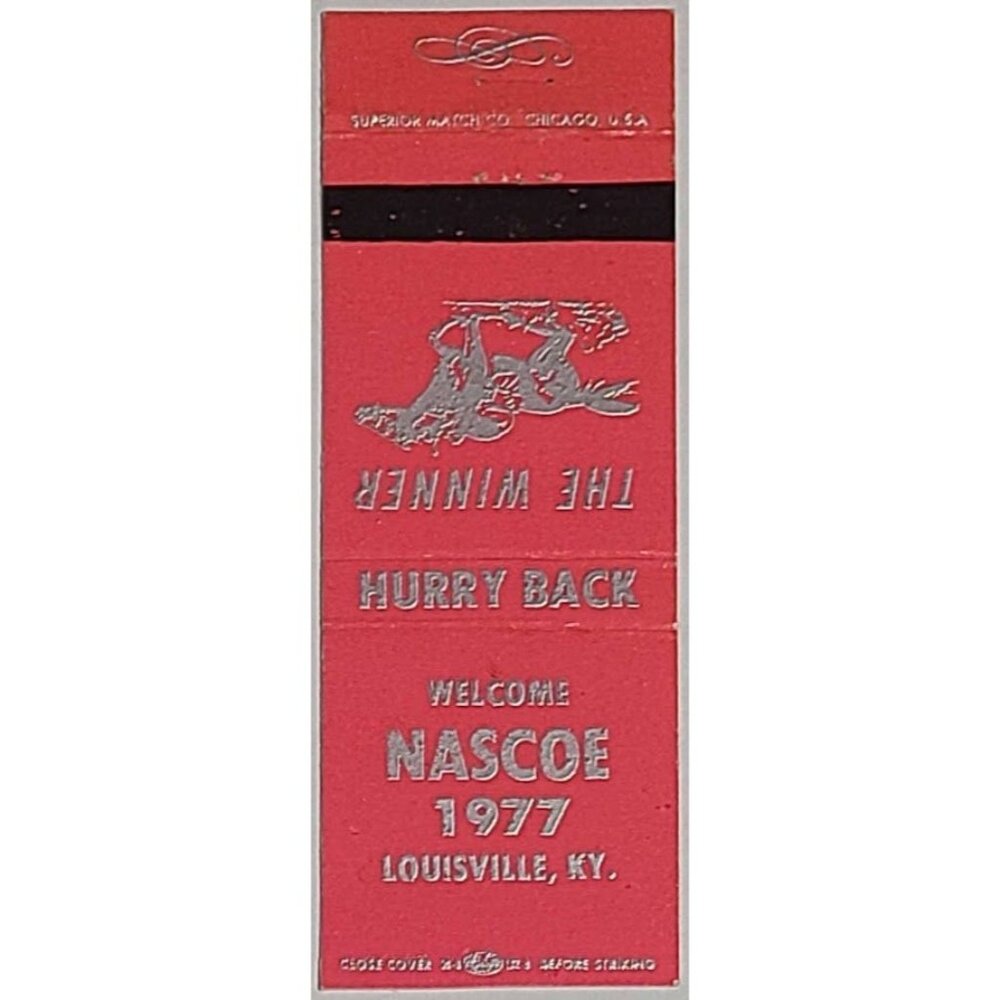 Vintage Matchbook Cover NASCOE 1977 Louisville Kentucky KY The Winner Race Horse